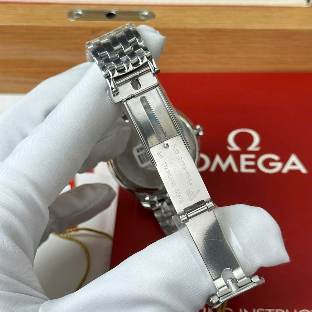 Omega De Ville Prestige Power Reserve Watch White Dial Metal Wire 39.5mm