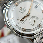 Omega De Ville Prestige Power Reserve Watch White Dial Metal Wire 39.5mm