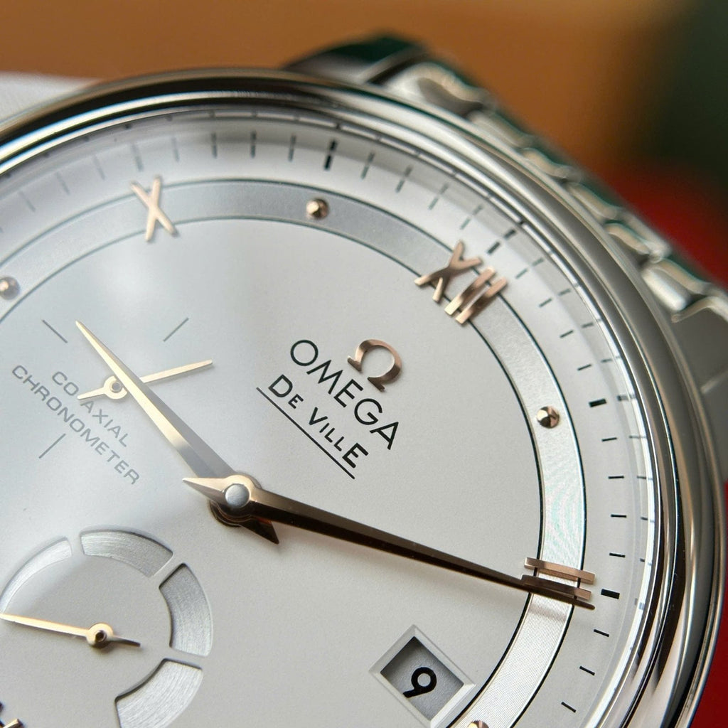Omega De Ville Prestige Power Reserve Watch White Dial Metal Wire 39.5mm