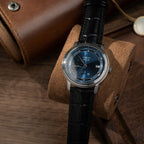 Omega De Ville Prestige Power Reserve Watch Dial Blue Leather Strap 39.5mm