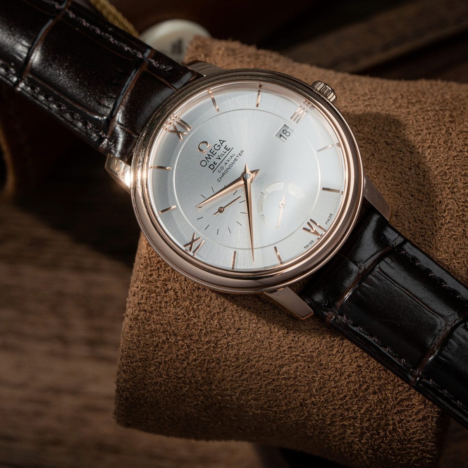 Omega De Ville Prestige Power Reserve Watch Brown Leather Strap 39.5mm