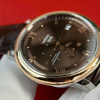 Omega De Ville Prestige Power Reserve Watch Dial Chocolate Leather Strap 39.5mm