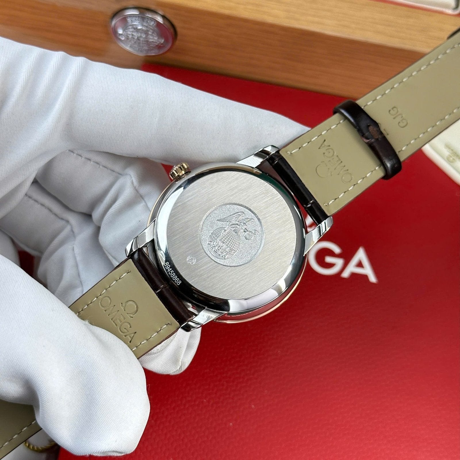 Omega De Ville Prestige Power Reserve Watch Dial Chocolate Leather Strap 39.5mm