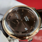 Omega De Ville Prestige Power Reserve Watch Dial Chocolate Leather Strap 39.5mm