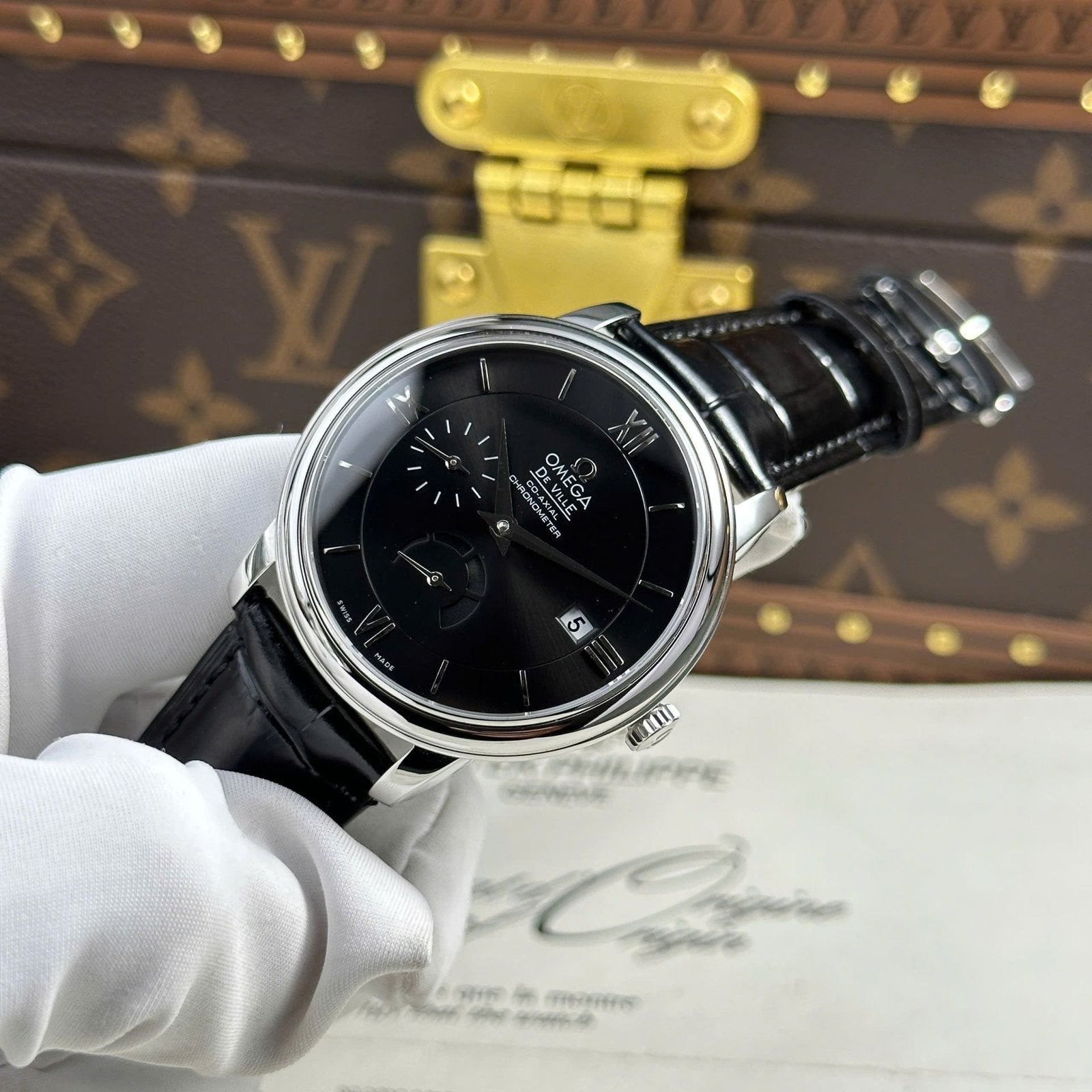 Omega Watch De Ville Prestige Power Reserve Black Dial 39.5mm