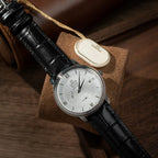 Omega De Ville Prestige Power Reserve Watch White Dial Leather Strap 39.5mm