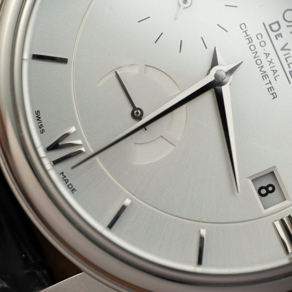 Omega De Ville Prestige Power Reserve Watch White Dial Leather Strap 39.5mm
