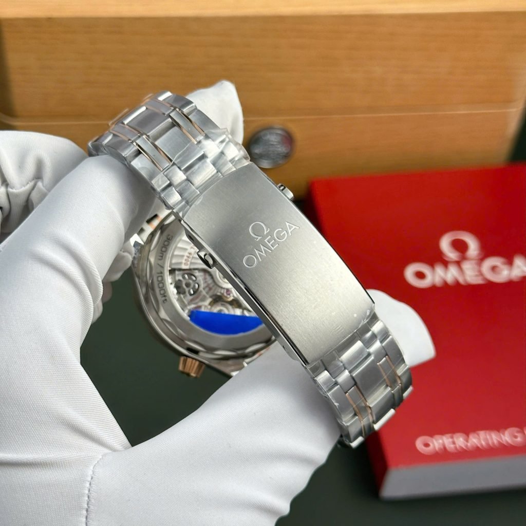 Omega Dial Black Watch Seamaster Diver 300M Chronograph Demi Rose Gold 44mm