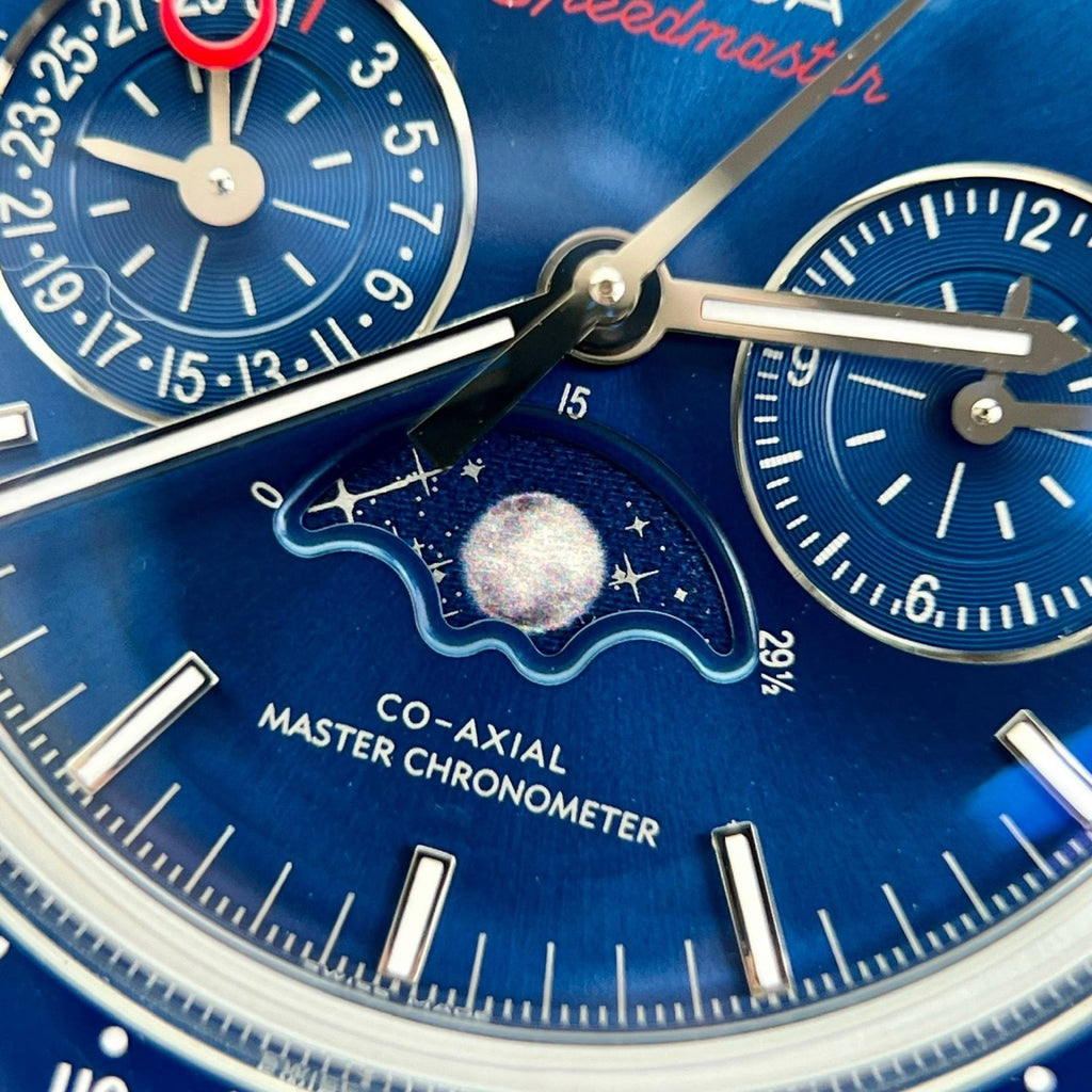 Omega Watch Speedmaster Co-Axial Moonphase Blue Dial 44mm