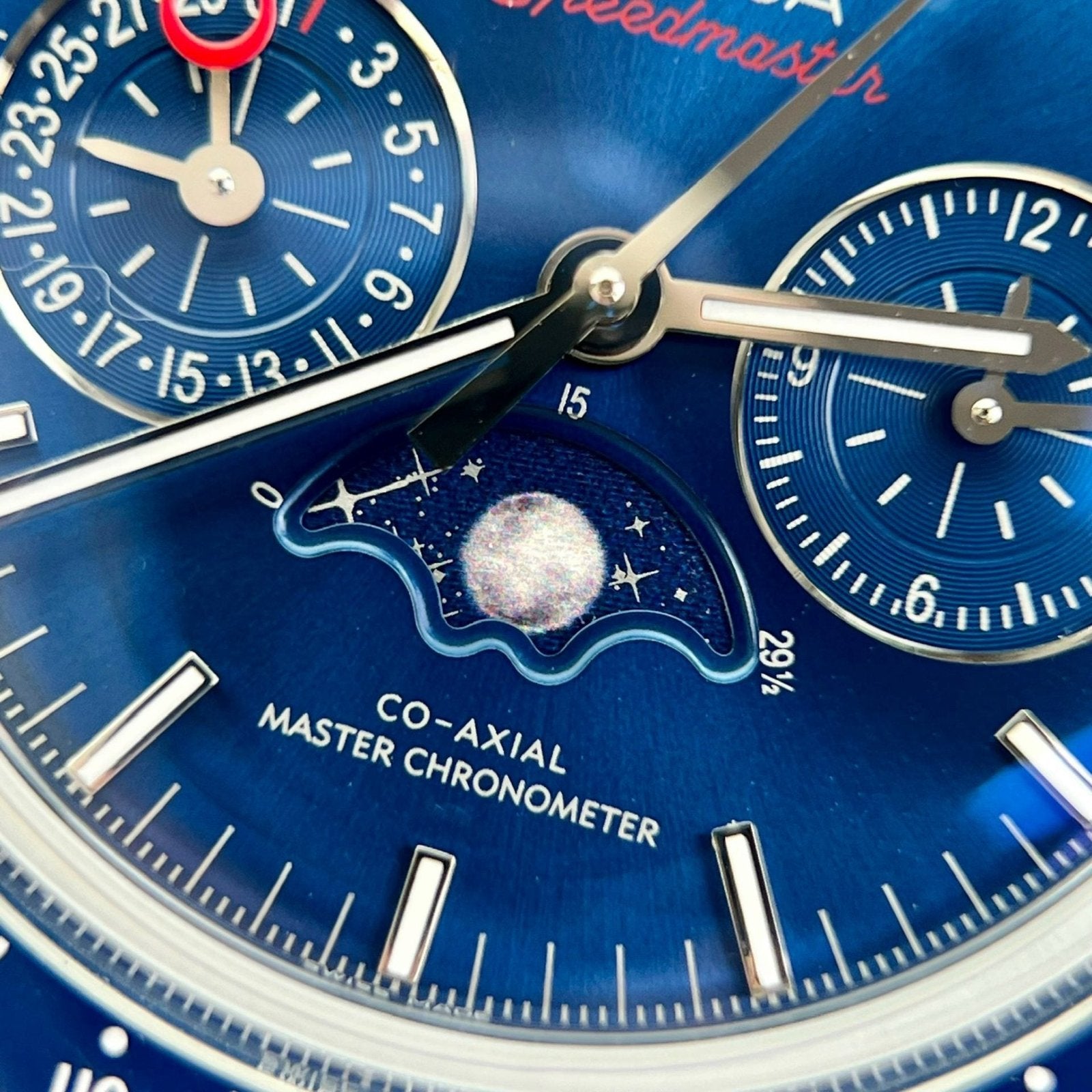 Omega Watch Speedmaster Co-Axial Moonphase Blue Dial 44mm