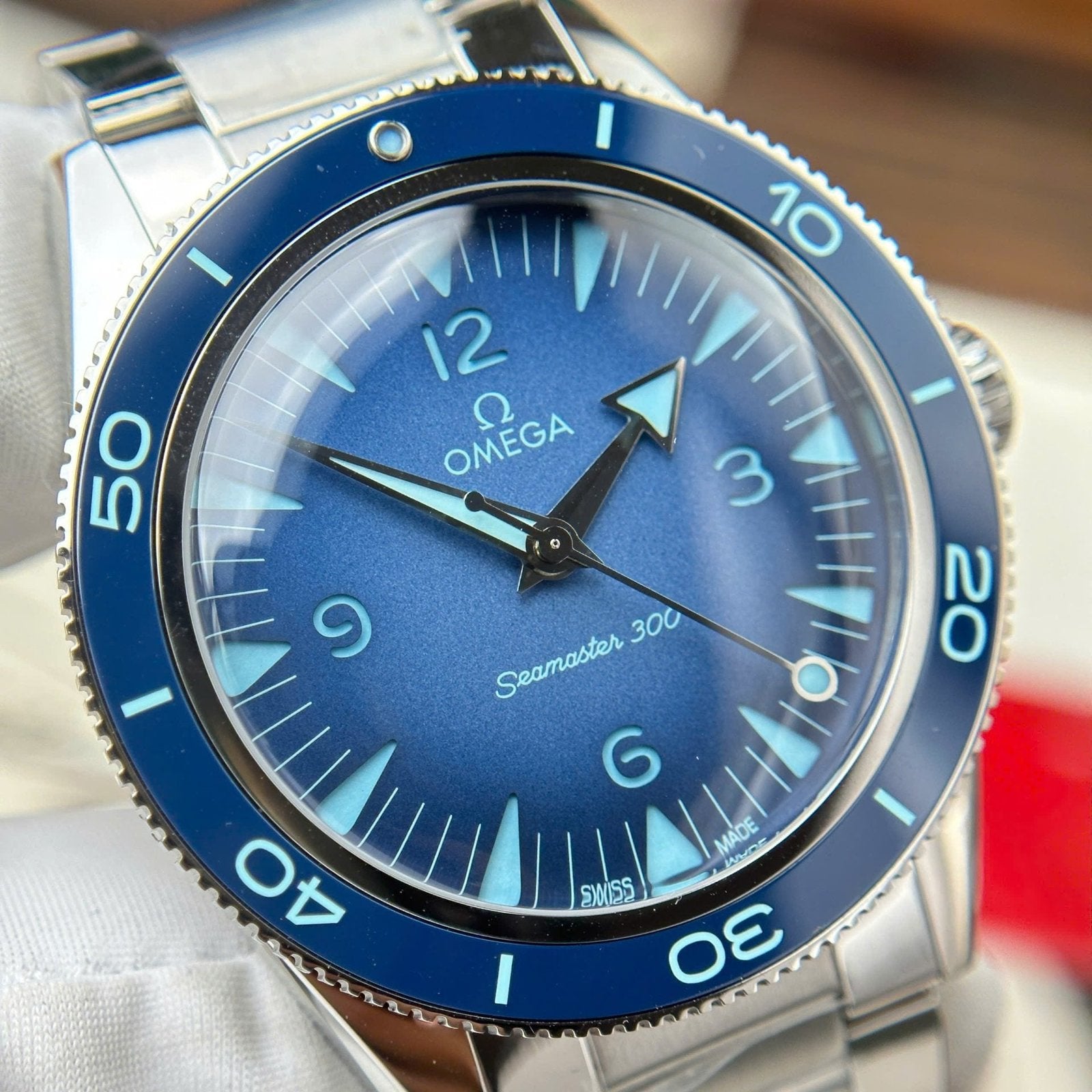 Omega Watch Seamaster 300 Heritage Blue Dial Metal Wire 41mm