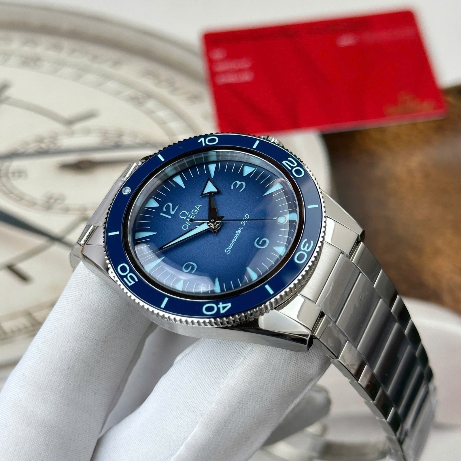 Omega Watch Seamaster 300 Heritage Blue Dial Metal Wire 41mm