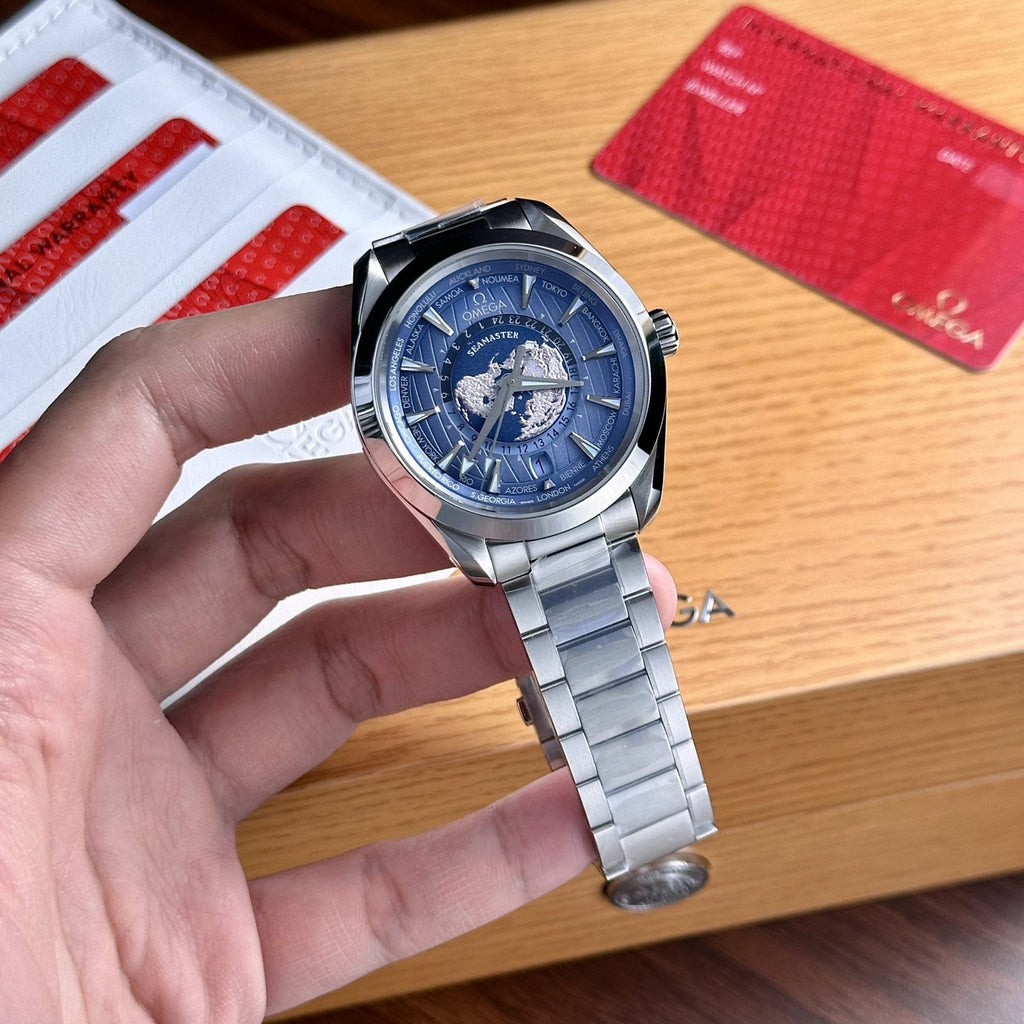 Omega Seamaster Aqua Terra Worldtimer Dial Blue Watch 43mm