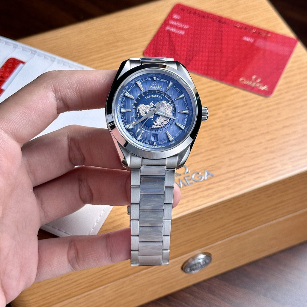 Omega Seamaster Aqua Terra Worldtimer Dial Blue Watch 43mm