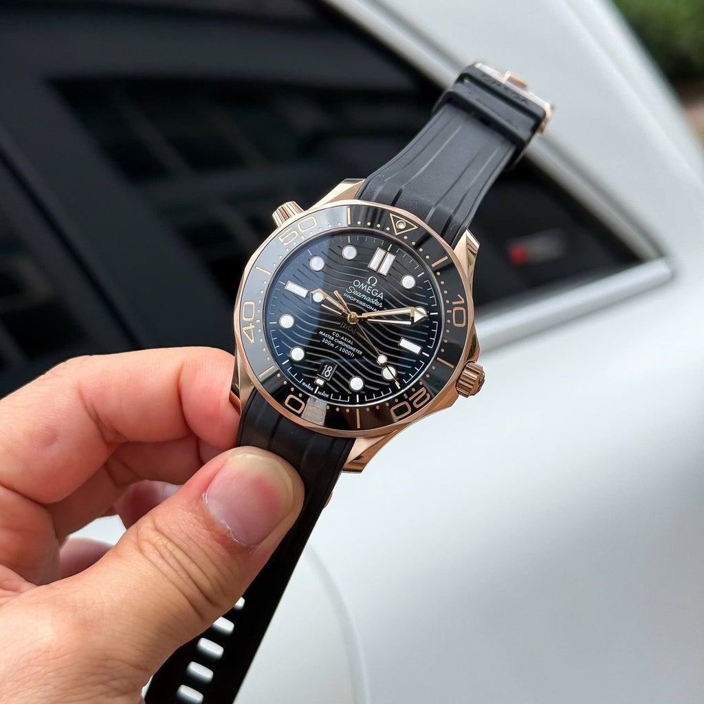 Omega Seamaster Diver 300M Sedna Rose Gold Watch Black Dial 42mm