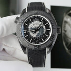 Omega Seamaster Planet Ocean Worldtimer Watch Black Ceramic 45.5mm