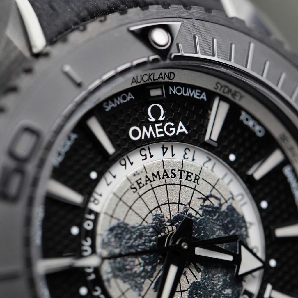 Omega Seamaster Planet Ocean Worldtimer Watch Black Ceramic 45.5mm