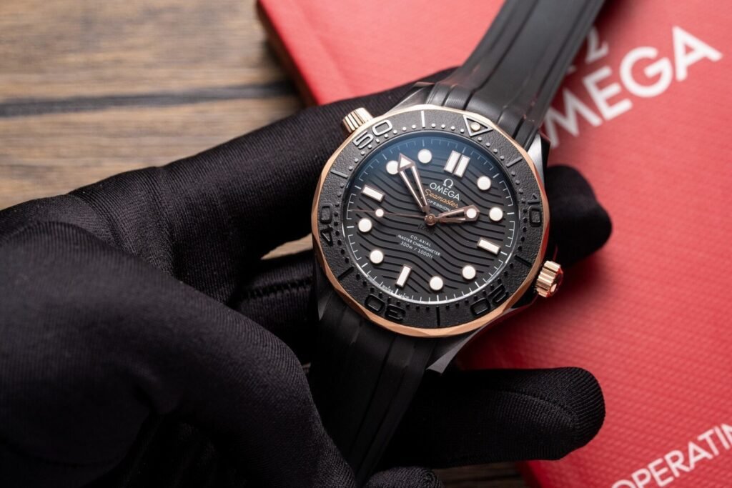 Omega Watch Seamaster Black Dial Rubber Strap 42mm