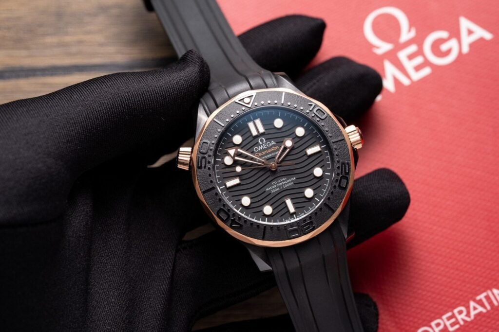Omega Watch Seamaster Black Dial Rubber Strap 42mm
