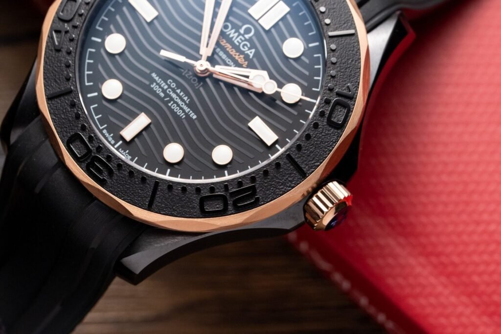 Omega Watch Seamaster Black Dial Rubber Strap 42mm
