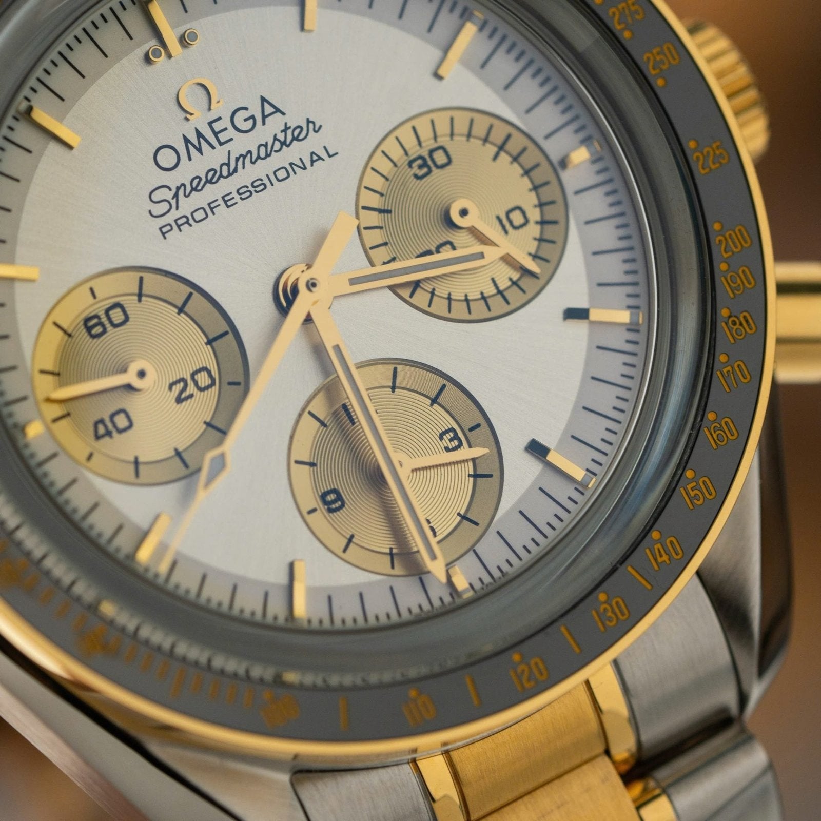 Omega SpeedMaster MoonWatch Chronogarph Demi Gold Watch 42mm