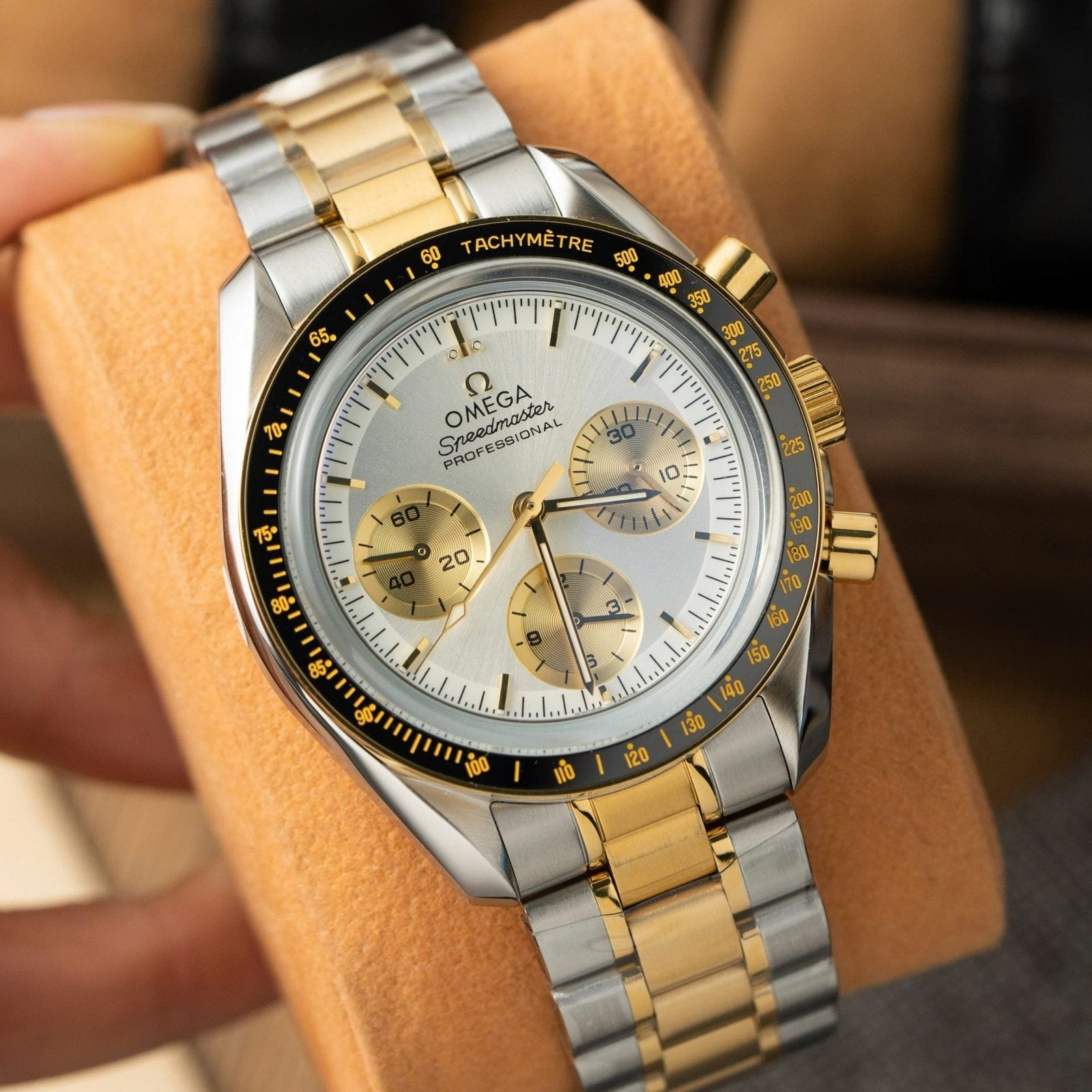 Omega SpeedMaster MoonWatch Chronogarph Demi Gold Watch 42mm