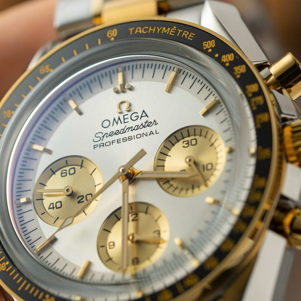 Omega SpeedMaster MoonWatch Chronogarph Demi Gold Watch 42mm