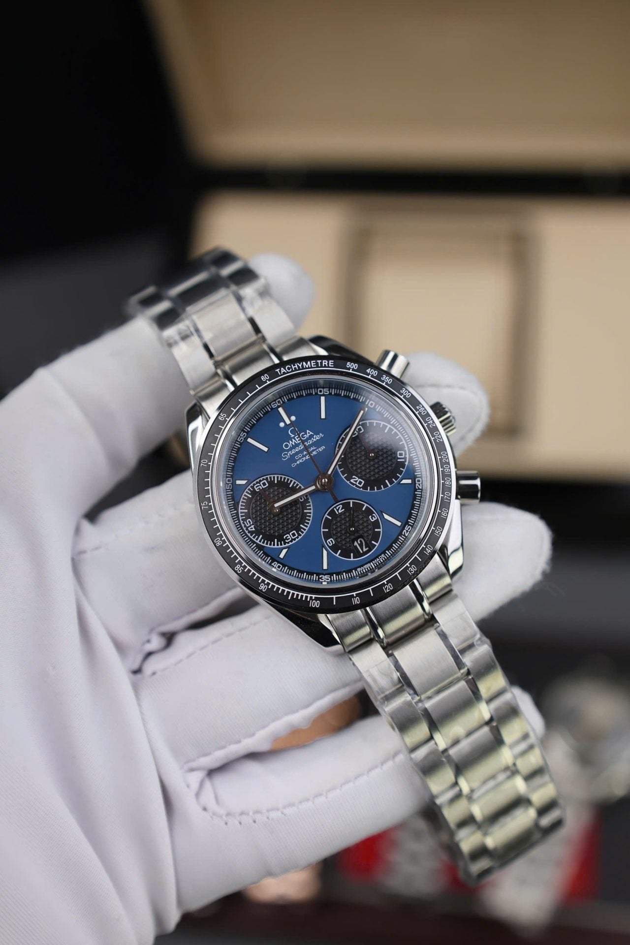 Omega Speedmaster Watch Racing Chronograph Dial Blue 40mm