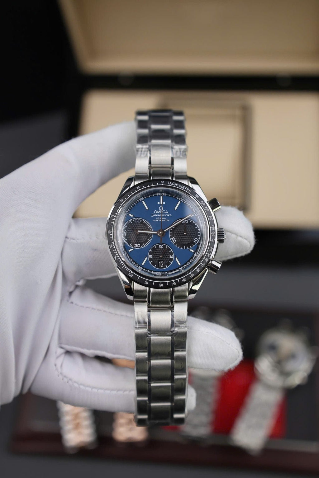 Omega Speedmaster Watch Racing Chronograph Dial Blue 40mm