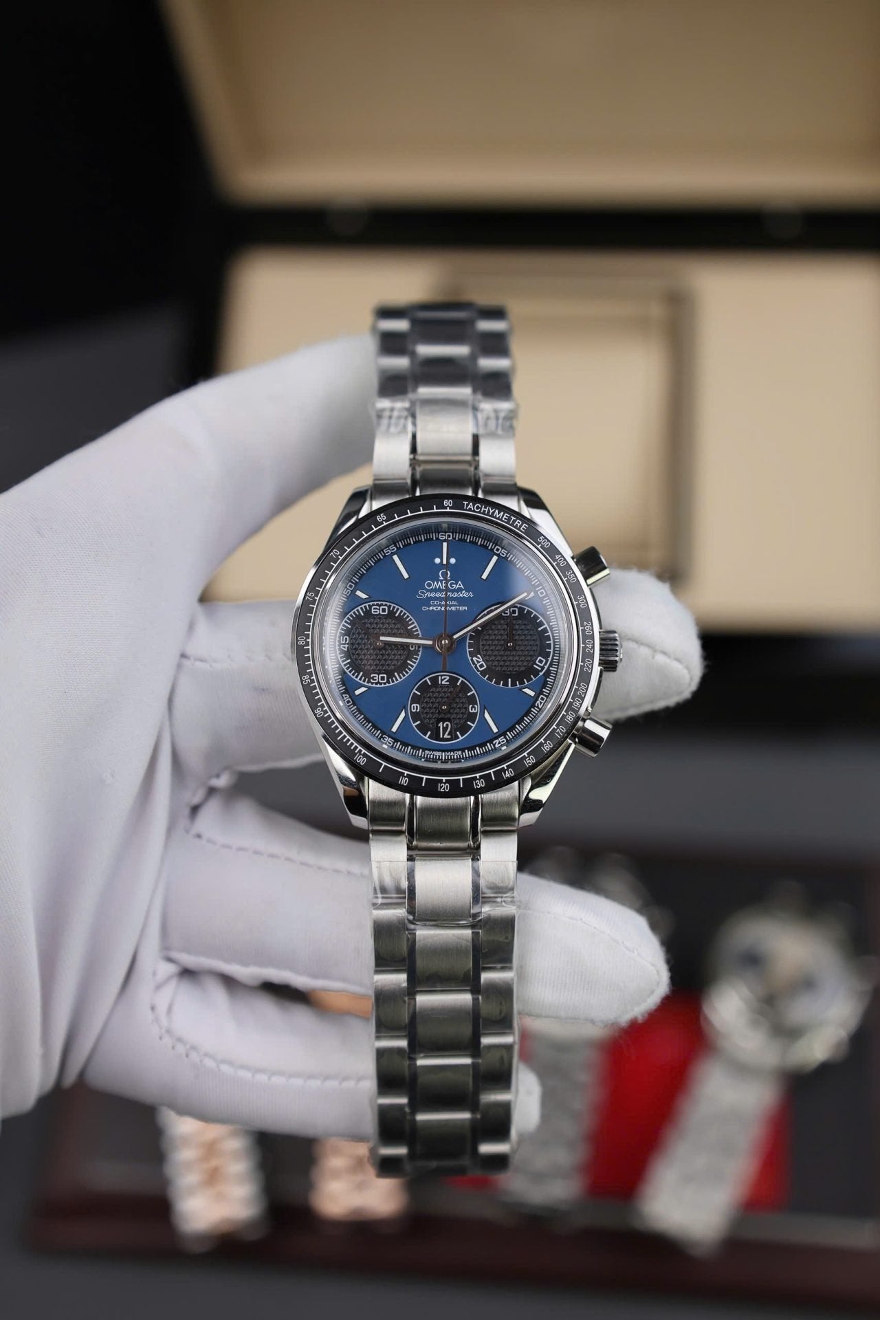 Omega Speedmaster Watch Racing Chronograph Dial Blue 40mm