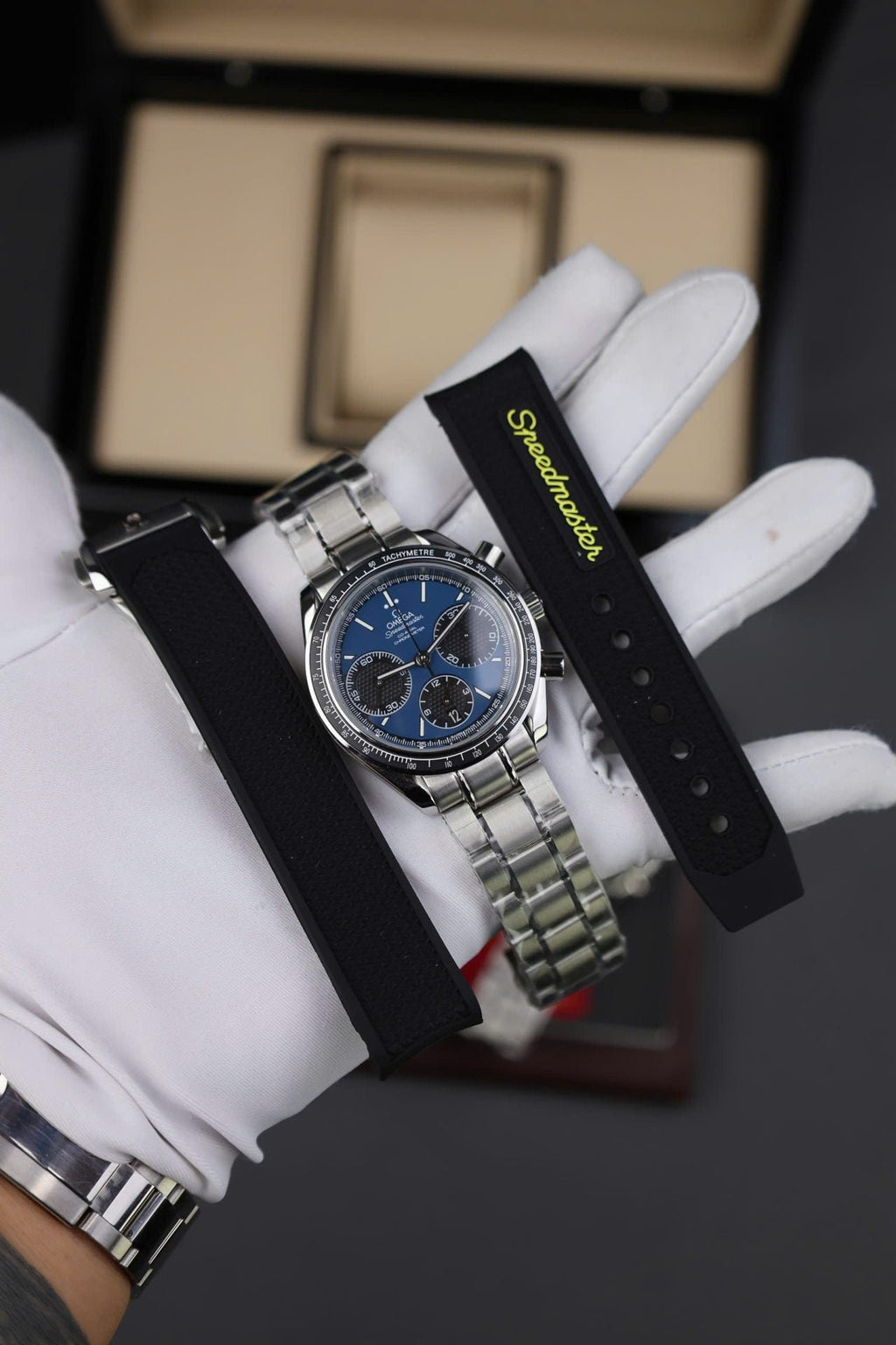 Omega Speedmaster Watch Racing Chronograph Dial Blue 40mm
