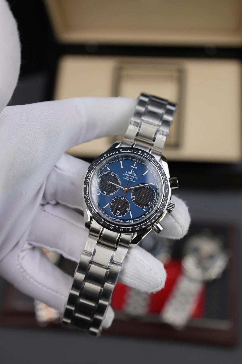 Omega Speedmaster Watch Racing Chronograph Dial Blue 40mm