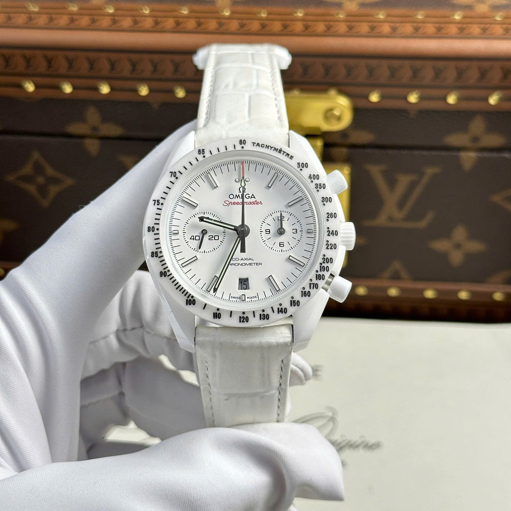 Omega Speedmaster White Side of The Moon White Ceramic Watch 44mm