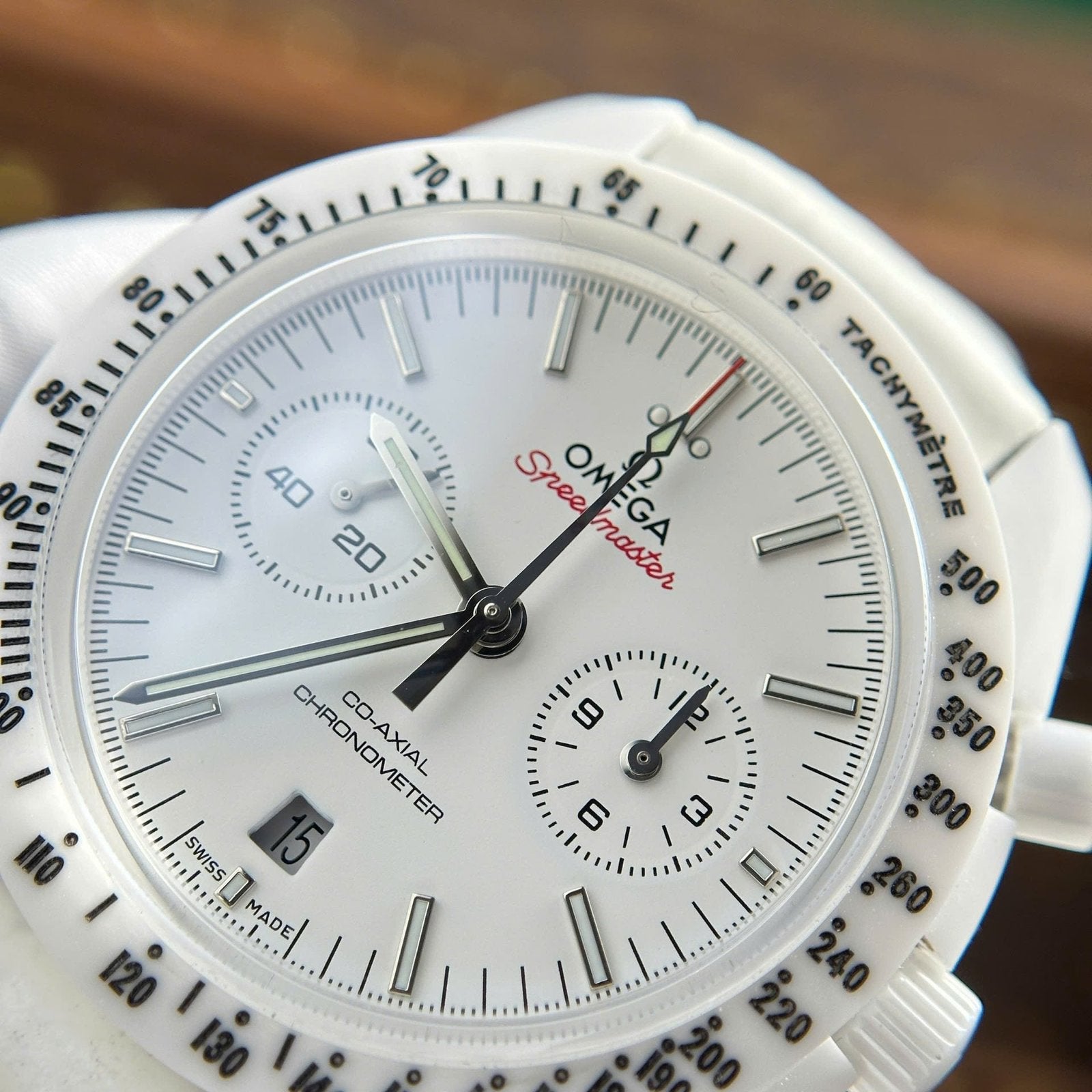 Omega Speedmaster White Side of The Moon White Ceramic Watch 44mm