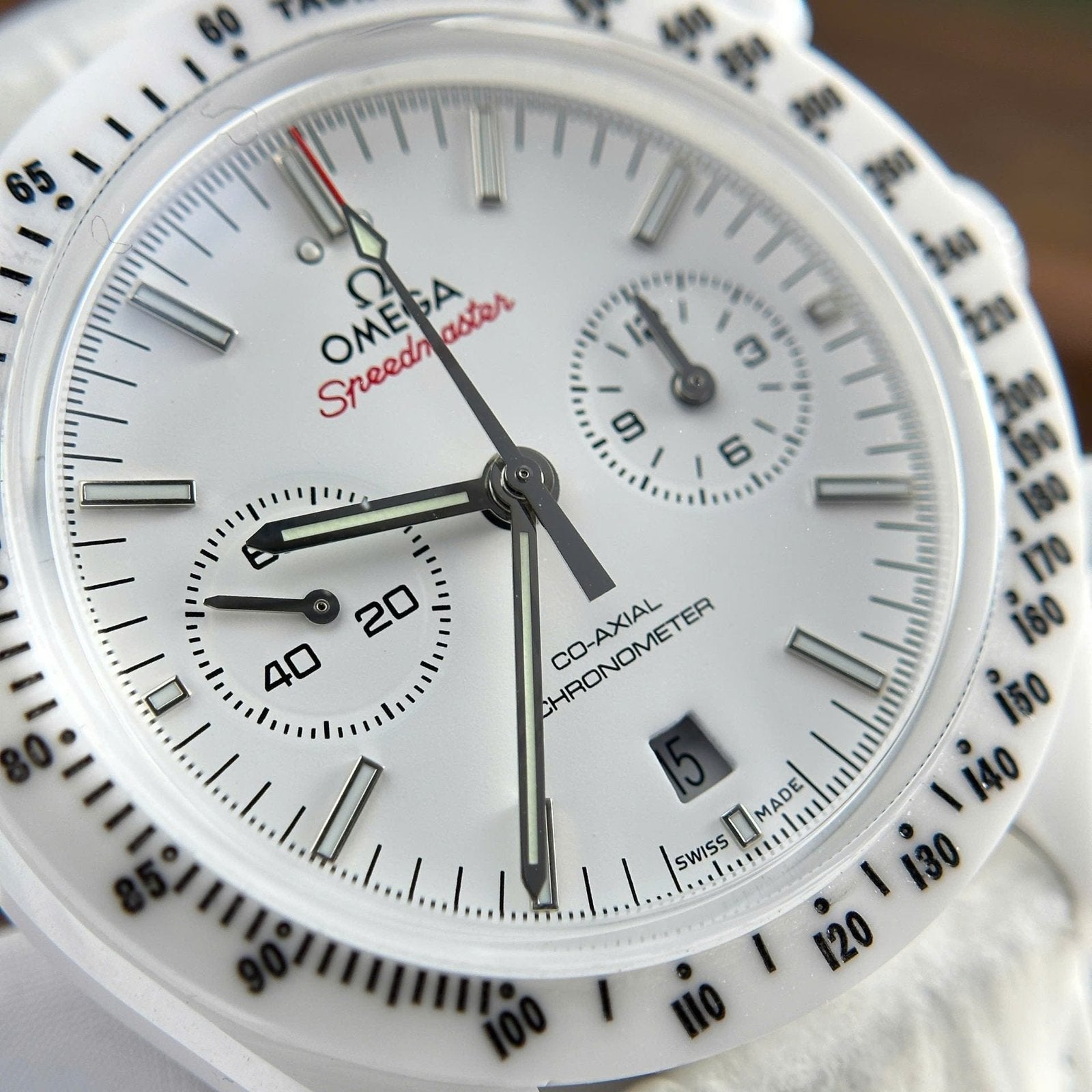 Omega Speedmaster White Side of The Moon White Ceramic Watch 44mm