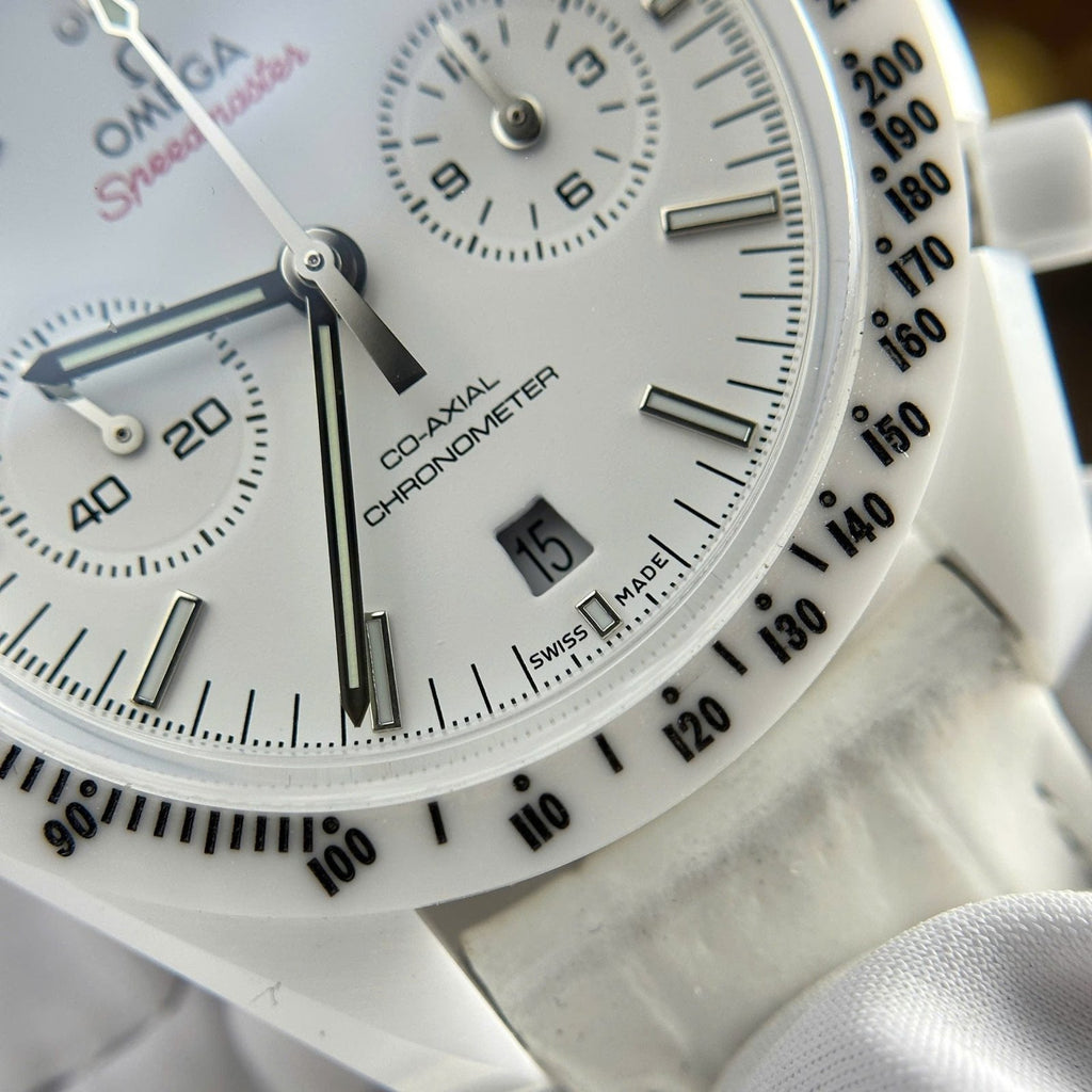 Omega Speedmaster White Side of The Moon White Ceramic Watch 44mm