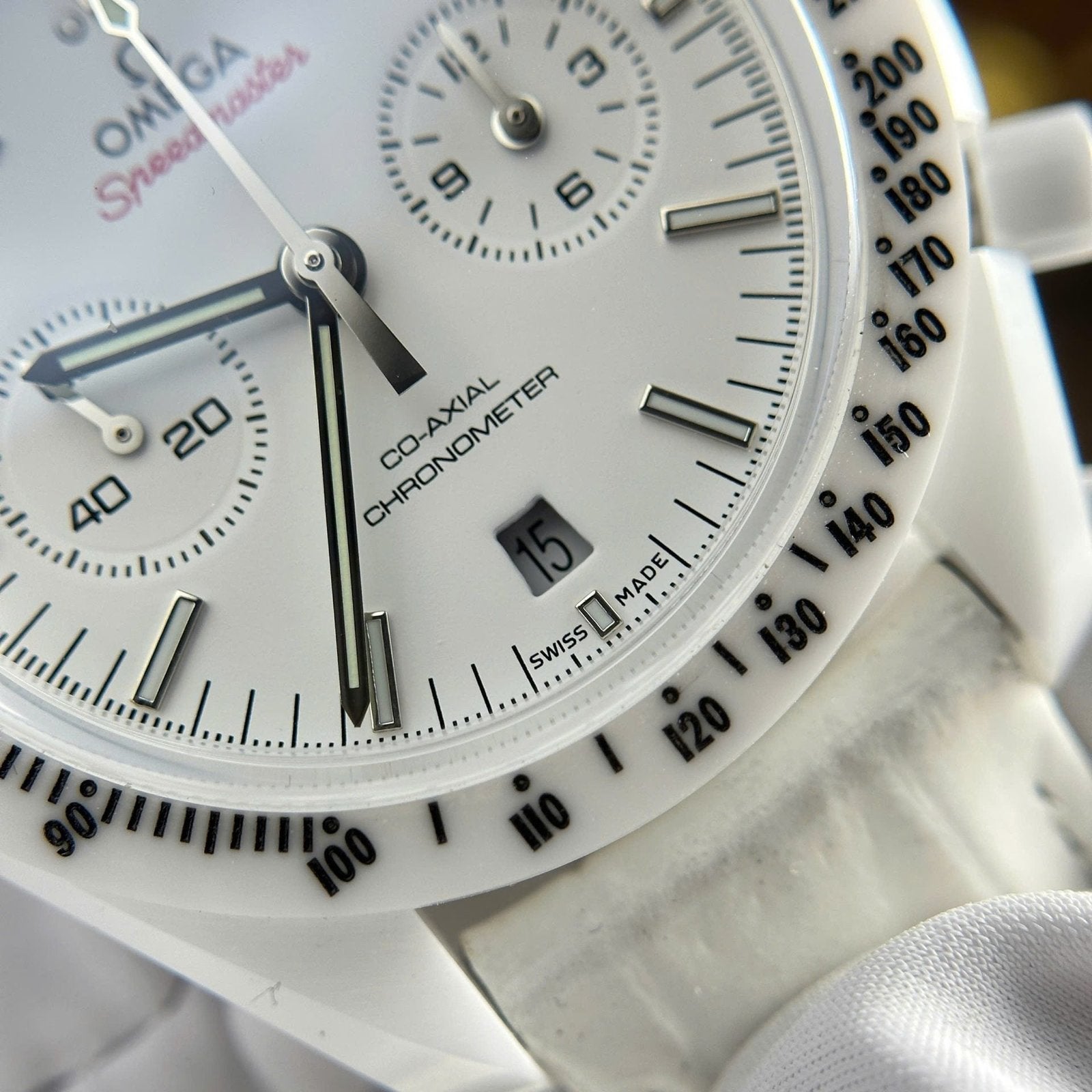 Omega Speedmaster White Side of The Moon White Ceramic Watch 44mm