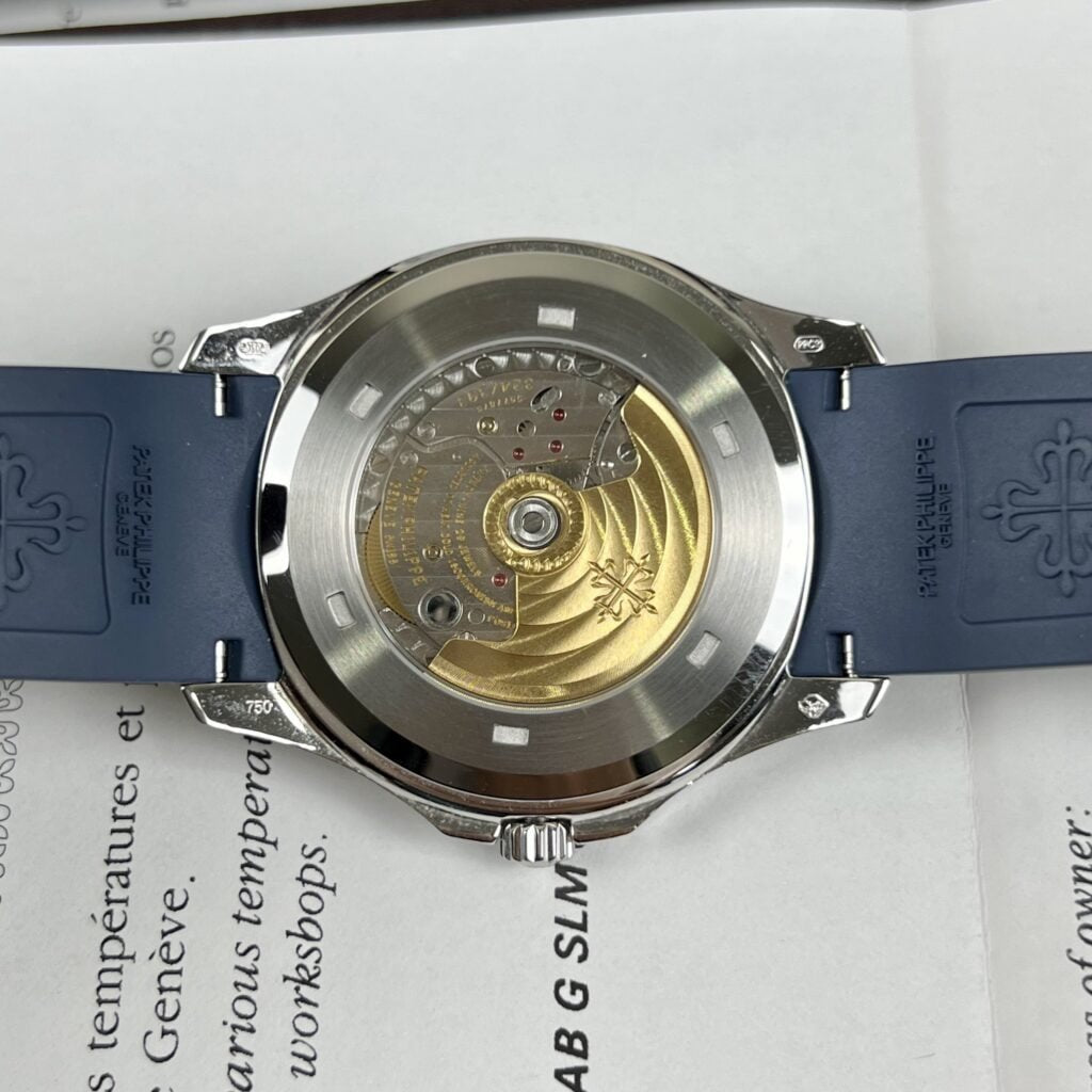 Patek Philippe Watch Aquanaut 5168G Moissanite Baguette Diamonds Blue Dial 42.2mm