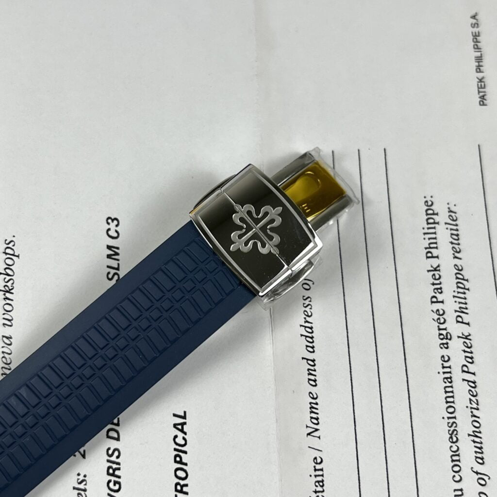 Patek Philippe Watch Aquanaut 5168G Moissanite Baguette Diamonds Blue Dial 42.2mm