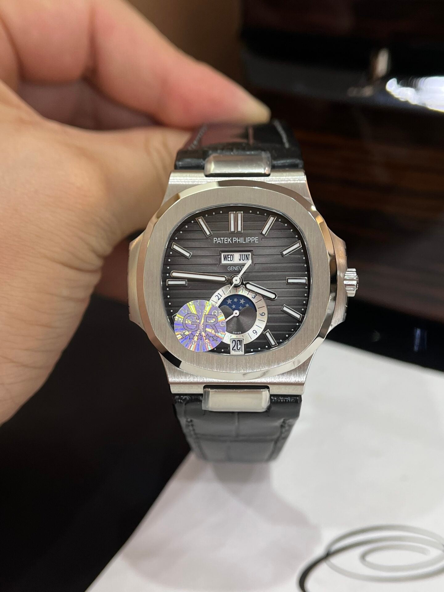 Patek Philippe Watch Nautilus 5726G Black Leather Strap 40.5mm