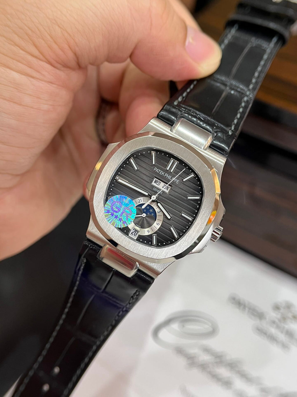 Patek Philippe Watch Nautilus 5726G Black Leather Strap 40.5mm