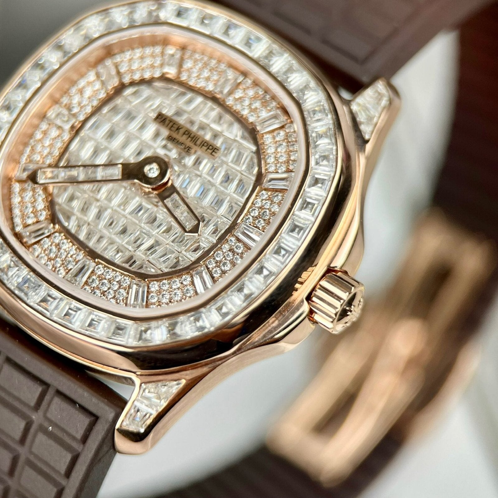 Patek Philippe Aquanaut 5062 Watch Gold Wrapped Moissanite 35.6mm