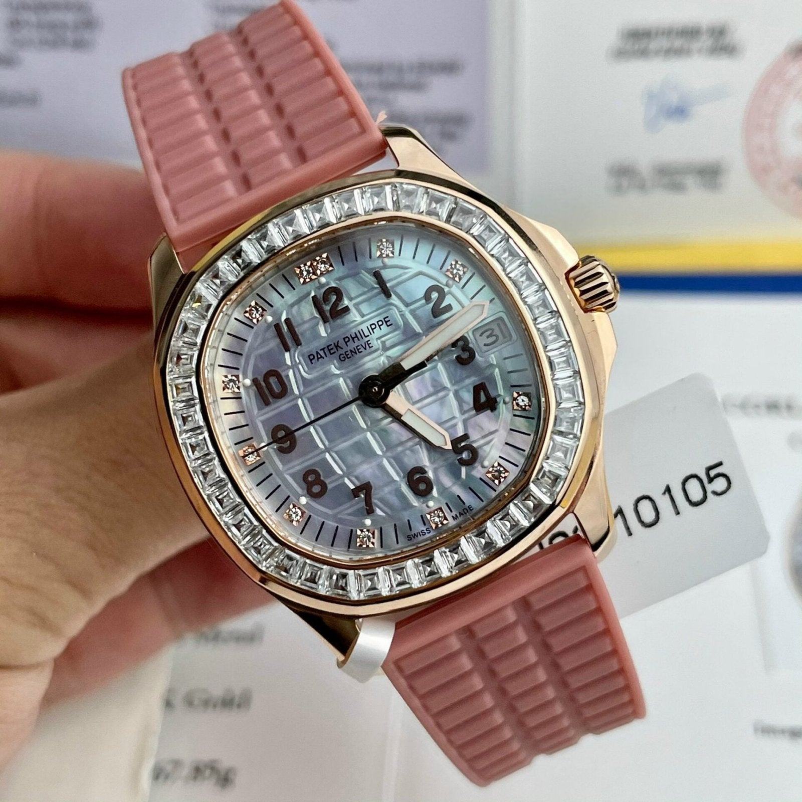 Patek Philippe Watch Aquanaut 5072R Gold Wrapped Moissanite Diamond 35.6mm