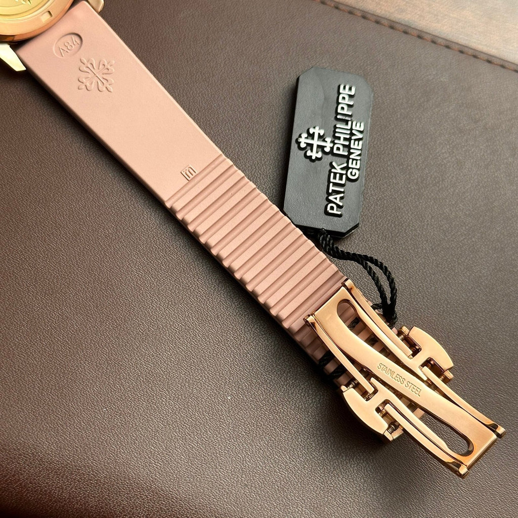 Patek Philippe Aquanaut 5072R Watch Pink Strap Mother-Of-Pearl Dial 35.6mm