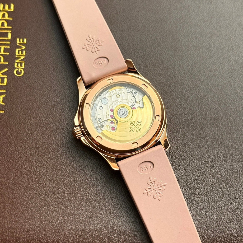 Patek Philippe Aquanaut 5072R Watch Pink Strap Mother-Of-Pearl Dial 35.6mm