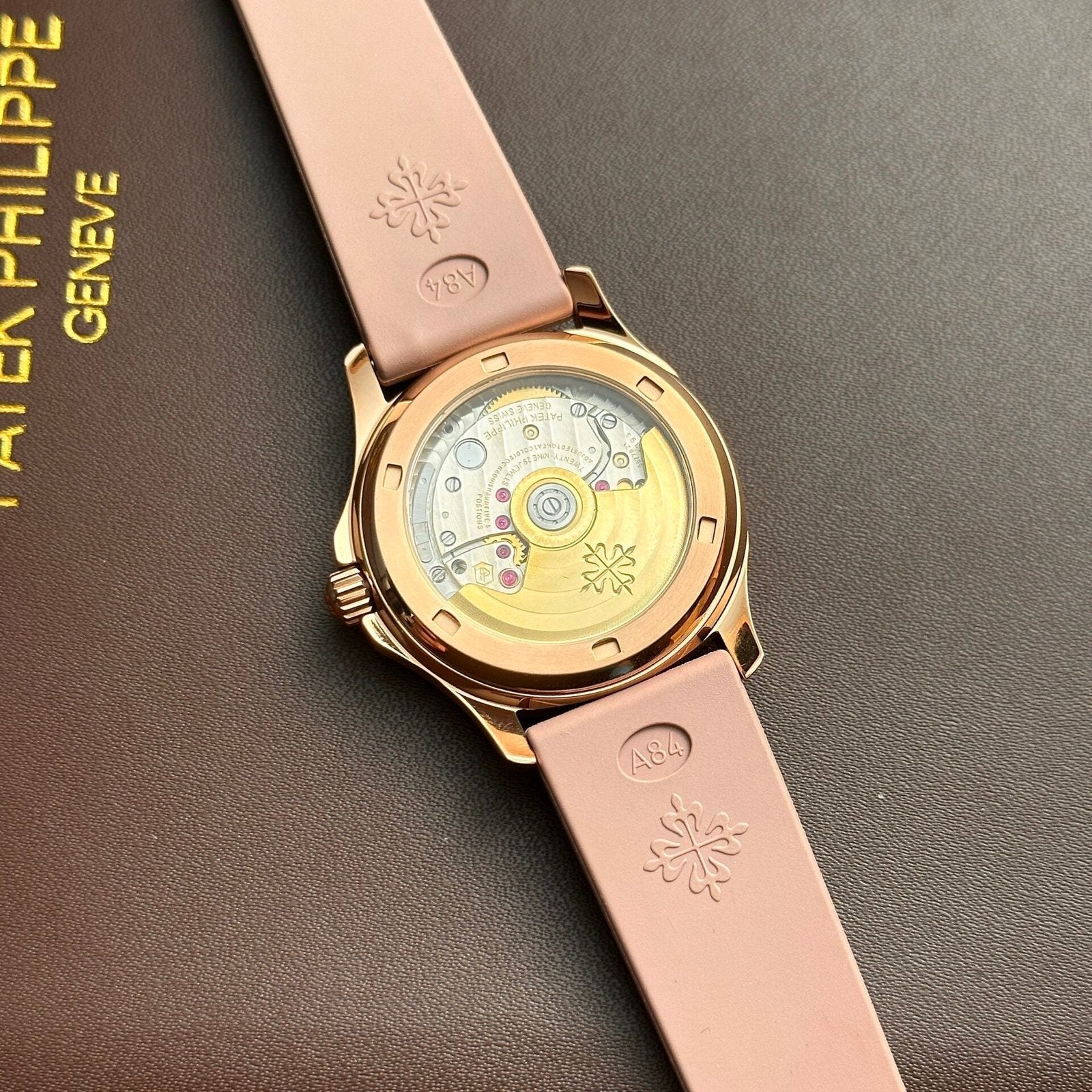 Patek Philippe Aquanaut 5072R Watch Pink Strap Mother-Of-Pearl Dial 35.6mm