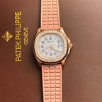 Patek Philippe Aquanaut 5072R Watch Pink Strap Mother-Of-Pearl Dial 35.6mm