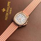 Patek Philippe Aquanaut 5072R Watch Pink Strap Mother-Of-Pearl Dial 35.6mm