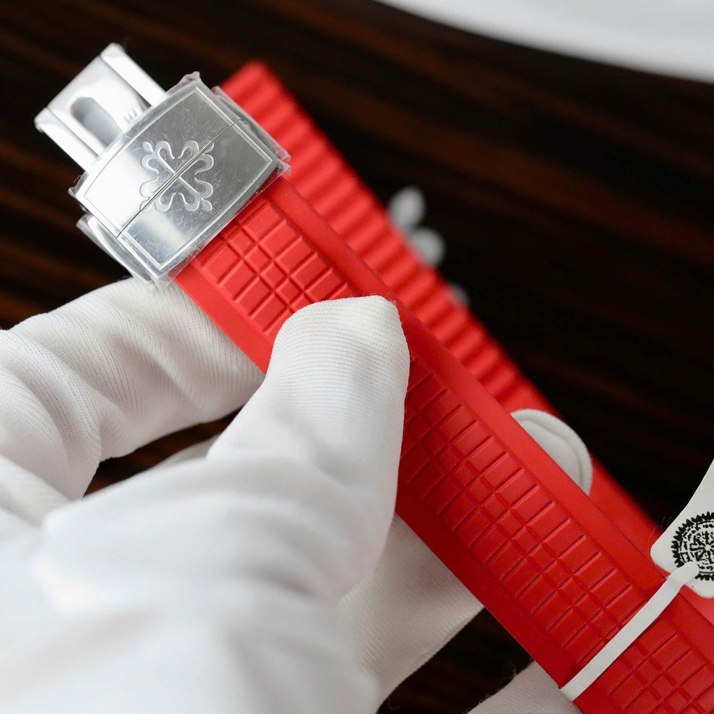 Patek Philippe Aquanaut 5167 Red Watch Moissanite Diamonds Baguette 40mm