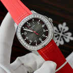 Patek Philippe Aquanaut 5167 Red Watch Moissanite Diamonds Baguette 40mm